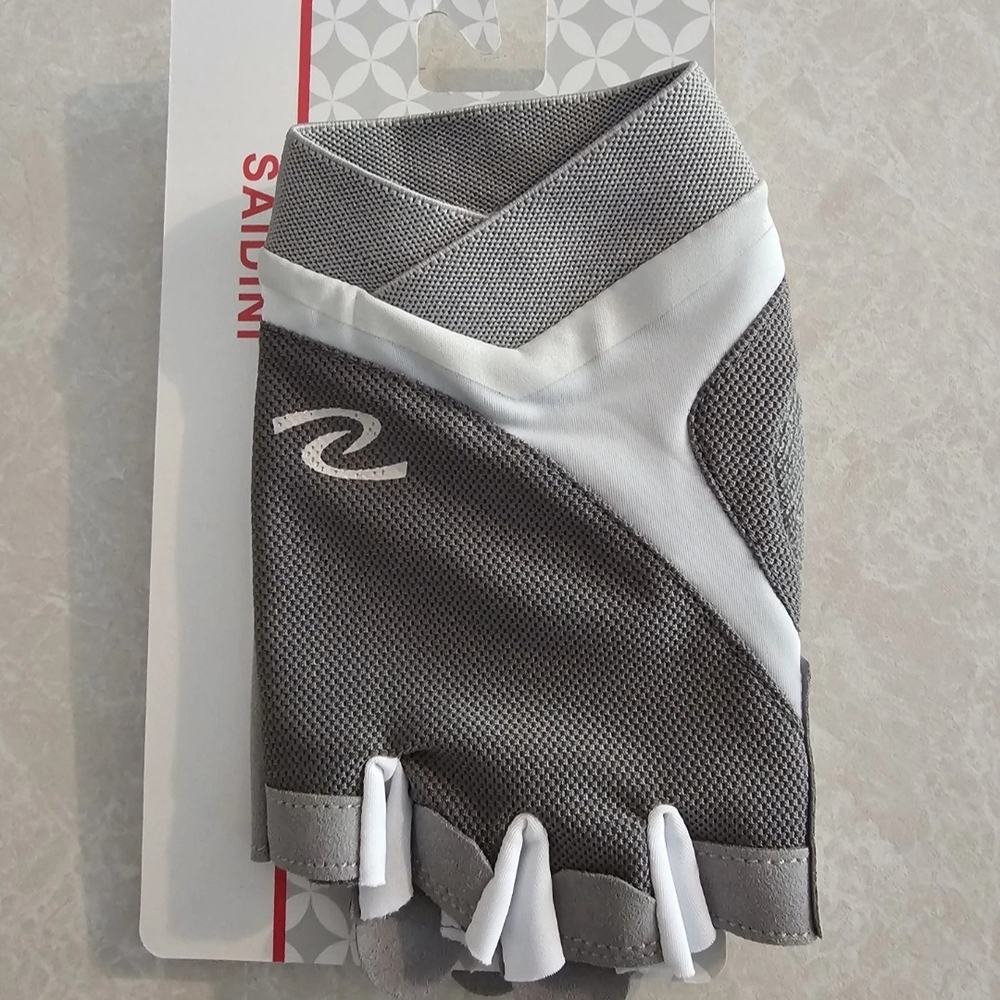 Saudini Gray and White Cycling Gloves Unisex